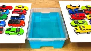 Diecast Cars Sliding Into The Blue Water