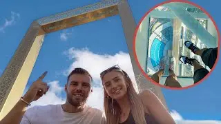going up the famous Dubai frame and SCARY SKY WALK!