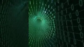 Abstract green binary tunnel. 3D rendered looping animation. 3D rendering in Blender