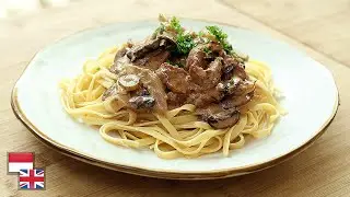 Resep PASTA DAGING ALA RUSIA: Creamy & Gurih! [Beef Stroganoff Fettuccine]