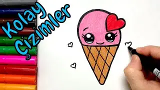 Easy drawings | How to draw a Cute Ice-Cream | Color and Draw Step by Step