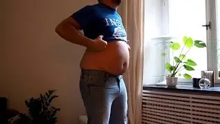 Young chub tries on tight clothes from college after gaining 80 pounds