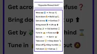 Top 10 opposite Phrasal Verb 👑🥂 #phrasalverb #Facts #Fun #learnsomethingnew #Ted_ED
