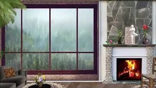 Дождь за окном, гроза и звук костра /Rain On Window with Thunder SoundsㅣCrackling Fireplace