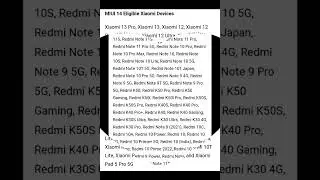 MIUI 14 ELIGIBLE DEVICE LIST Source XiaomiUI