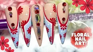 RECREATING A NAIL SET I FOUND ON INSTAGRAM! FLORAL FRENCH TIP NAIL ART TUTORIAL| MADAM GLAM