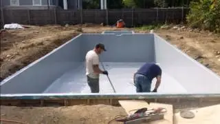 API Custom built fiberglass pool with spa spill over