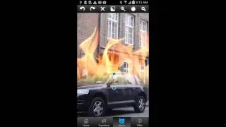 Blending fire on a car with Superimpose app for Android