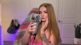 ASMR extremely close ear to ear inaudible whisper ramble w/ gentle mic brushing 🧸🎀
