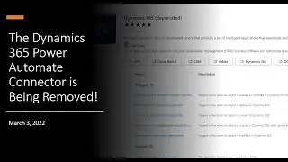The Dynamics 365 Power Automate Connector is Being Removed