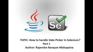 How to handle Date Picker in Selenium? | Part 1