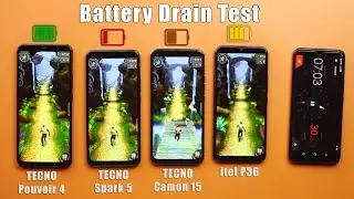 TECNO Pouvoir 4 | Spark 5 | Camon 15 | itel P36 Battery Drain Test Comparison