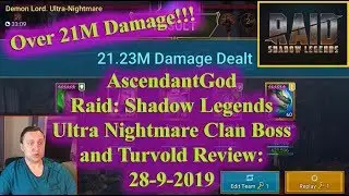 Raid Shadow Legends - Ultra Nightmare over 20M and Turvold UNM Review - 28-9-2019