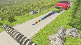 Giant & Small Cars vs Massive Speed Bumps – BeamNG.Drive