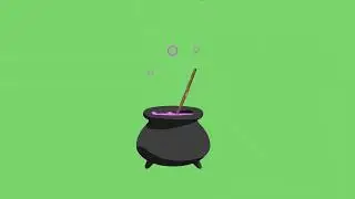 Magic Pot with Witch Poison Green Screen