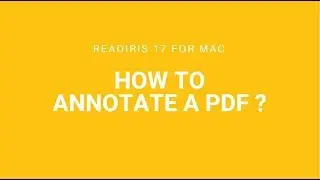 Readiris 17 Mac: How to annotate a PDF? (highlighting, underlining, strikethrough)