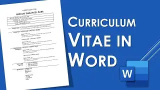 How to Create a CV in Word | Curriculum Vitae in Word | MS Word Tutorial