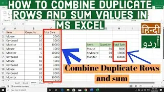 How to Combine Duplicate Rows And Sum Values in Ms Excel | Combine Duplicate Rows And Sum Values