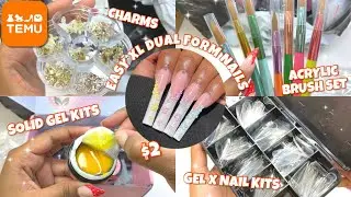 EXTREMELY AFFORDABLE TEMU NAIL SUPPLY HAIL 💲🧡 | $2 Nail Art + XL Dual Form Nail Application