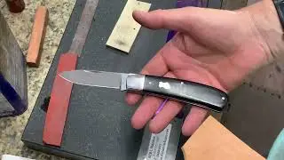 I just resharpened the Model 3 and I am checking the edge with some 0.140” leather.