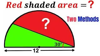 Can you find area of the Red shaded region? | (2 Methods) | #math  #maths | #geometry