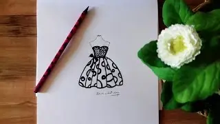 Fashion Drawing : Black and White dress
