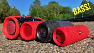 JBL Xtreme 2 + JBL Charge 4 + JBL Pulse 3 + JBL Flip 4 RED extreme BASS TEST !!! JBL Connect+ 100% !
