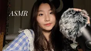 ASMR | Fluffy Mic Scratching & Soft Whispering Trigger Words in Chinese and English (Ocean Sounds)🌊