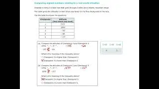 Comparing signed numbers relating to a real-world situation (ALEKS examples)