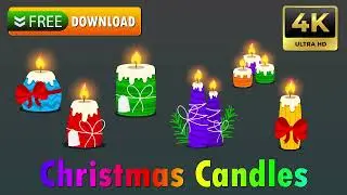 Free Green Screen Colorful Christmas Candle Animation