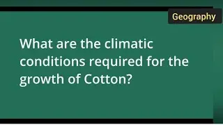 What are the climatic conditions required for the growth of Cotton? class 10th Geography