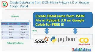 Create DataFrame from JSON File in PySpark 3.0 on Colab | Part 4 | Data Making | DM | DataMaking