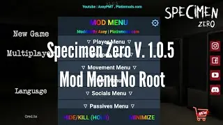 Specimen Zero V. 1.0.5 Mod Menu No Root - SGM #1