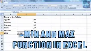 Min and Max Function in Excel | Functions in Excel | Excel Tutorial Formulas | Learn Excel 