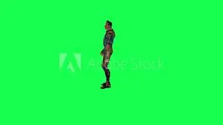 Animated man walking and checking around from front angle on green screen 3d people in chroma key