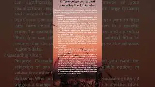 Difference b/w context and cascading filter? in Tableau