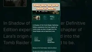 Shadow Of The Tomb Raider : Definitive Edition is Free Now on EPIC !    Grab it NOW ...........