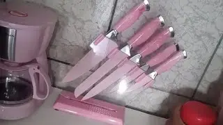 o conjunto de facas rosa mais lindo que já viu na vida