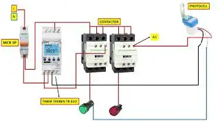 How to Wiring Control ONOFF lamp with Timer and Photocell
