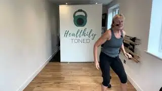 Low impact full body workout. Using compound dumbbell moves and some body weight exercises.