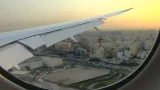 Sunset landing in Doha :: Qatar Airways B787 