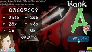 【Osu!】Oomori Seiko - JUSTadICE (TV Size)│3.56(5)☆ DT HD│Rank A FC│Keyboard Mouse│