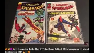 🎃💥😈📚🕸🕷 Amazing Spider-Man # 17 : 2nd Green Goblin # 23 3rd appearance 🕸 Marvel Comic covers 1964 🔥🕸🎃
