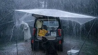 🌧️ 24 Hours in Endless Rain… My Campsite Turned Into a Waterfall | Car Camping with My Dog