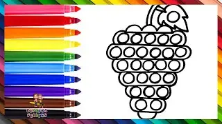 Dibuja y Colorea Uvas POP IT 🍇🔴🟠🟡🟢🔵🟣🌈 Dibujos Para Niños