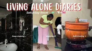 Living Alone Diaries Ep 18;Saturday Reset🧹🧼/Clean with me/Bulk Cooking🥘🌶️/A day in my life.