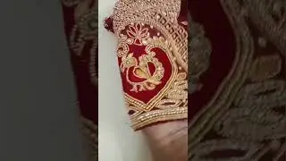 #bridal#work#red color blouse#with golden color