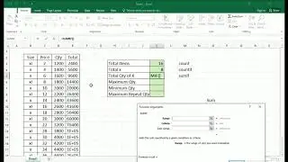 MS Excel summarized SUM, SUMIF, COUNT, COUNTIF, MODE functions
