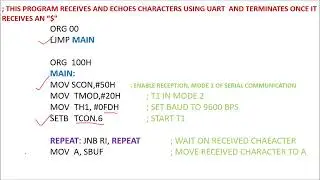 Serial Receiver Program 8051 | Simulation using keil | UART receiver