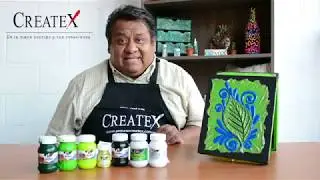Caja cosmetiquera con Texturizador Createx y hoja